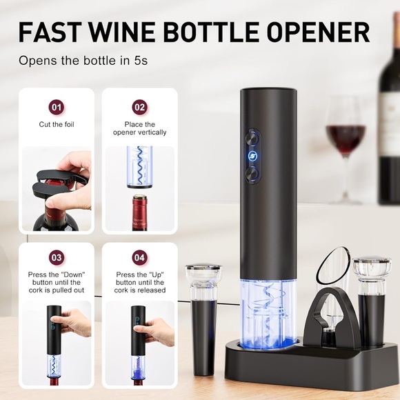 Electric Wine Opener Set with Accessories - Picture 2 of 8